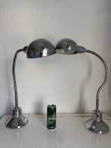 Paire lampes vintage 1940 de bureau jumo 210 chromée design 