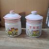 2 pots céramique vintage fleurs thé couvercle