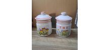 2 pots céramique vintage fleurs thé couvercle