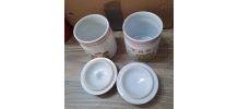 2 pots céramique vintage fleurs thé couvercle