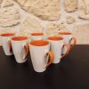Lot 6 tasses orange et blanches – 10 cl – parfait état