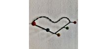 Portemanteau vintage 1960 coeur 5 patères boules bois - 60 c