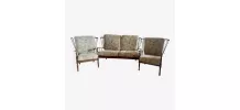 Rare ensemble fauteuils et banquette éventail