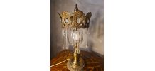 lampe1960 a 70s bronze et laiton a pampilles larmes de verre