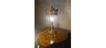 lampe1960 a 70s bronze et laiton a pampilles larmes de verre