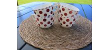 Lot de 4 tasses à pois Digoin Sarreguemines