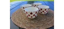 Lot de 4 tasses à pois Digoin Sarreguemines