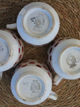 Lot de 4 tasses à pois Digoin Sarreguemines