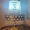 lampe bronze et laiton de table 40x20 a pampilles cristal ve