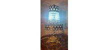 lampe bronze et laiton de table 40x20 a pampilles cristal ve