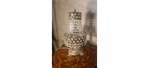 lampe bronze et laiton de table 40x20 a pampilles cristal ve