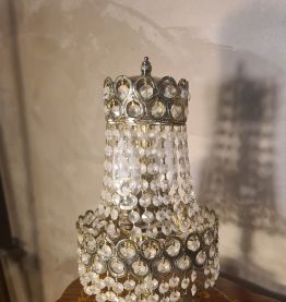 lampe bronze et laiton de table 40x20 a pampilles cristal ve
