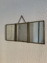 Miroir vintage 1900 triptyque barbier Art Nouveau doré - 21 