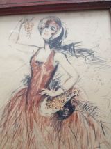 Ancien dessin danseuse ballerine signée Marcel Bloch