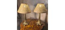 paire lampe regule doré 1960 chevets 35x21 avec abat jour ca