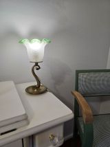 Petite lampe à poser pied laiton et tulipe Art déco 