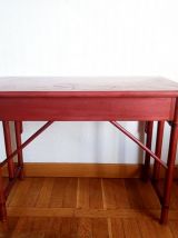Grand bureau en rotin vintage style Maugrion 1960