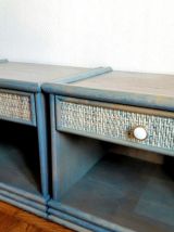 Paire de chevets en rotin vintage style Maugrion 