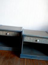 Paire de chevets en rotin vintage style Maugrion 