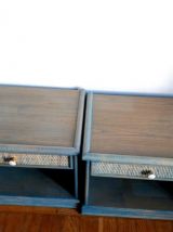 Paire de chevets en rotin vintage style Maugrion 