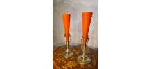 paire vase bronze et pate de verre art nouveau bouquetiere ,