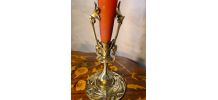 paire vase bronze et pate de verre art nouveau bouquetiere ,