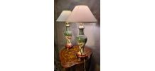 paire de lampes ceramique ,art nouveau 1900 a 30  traces d u