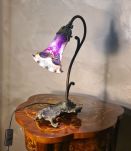 lampe fonte acier patiné bronze et tulipe peint 38x24 style 