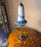 lampe bronze art nouveau tulipe pate de verre signé lumieres