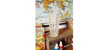 Vase ancien verre chevron ciselé – Style Art déco