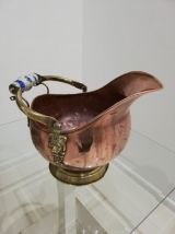 Pot Ancien En Cuivre Avec Poignées En Porcelaine 