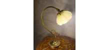 lampe bronze et laiton 1950  abat jour opaline 39x27 elec  f