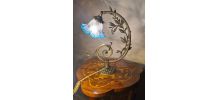 lampe bronze et laiton   tulipe,translucide  38x33 elec ok ,