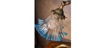 lampe bronze et laiton   tulipe,translucide  38x33 elec ok ,
