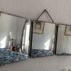Miroir vintage 1930 triptyque barbier simili galuchat brun -