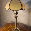 lampe laiton colonne corinthienne  abat jour pate de verre 4