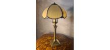 lampe laiton colonne corinthienne  abat jour pate de verre 4