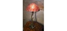 lampe bronze style art nouveau 1975 a 85  abat jour verre de