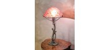 lampe bronze style art nouveau 1975 a 85  abat jour verre de