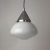 ANCIENNE SUSPENSION ART-DECO EN OPALINE 