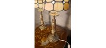 paire de lampes de de chevet regule doréavec abat jour en pa
