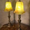paire de lampes de chevet laiton et pate de verres jaunes 19