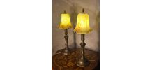 paire de lampes de chevet laiton et pate de verres jaunes 19