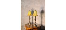 paire de lampes de chevet laiton et pate de verres jaunes 19