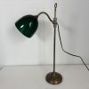 Lampe vintage 1900 de bureau laiton nickelé céladon - 52 cm