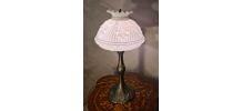 lampe regule patiné et abat jour 1900 opaline blanche moulé 