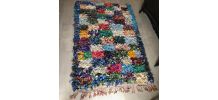 Tapis vintage 1970 boucherouite Maroc Berbère carrés - 190 x