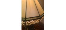 lampe laiton et bronze pied ancien 1900 avec abat jour pate 