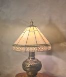 lampe laiton et bronze pied ancien 1900 avec abat jour pate 