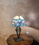 lampe fer forgé ancienne ,1900 a 30 avec abat jour verre vit